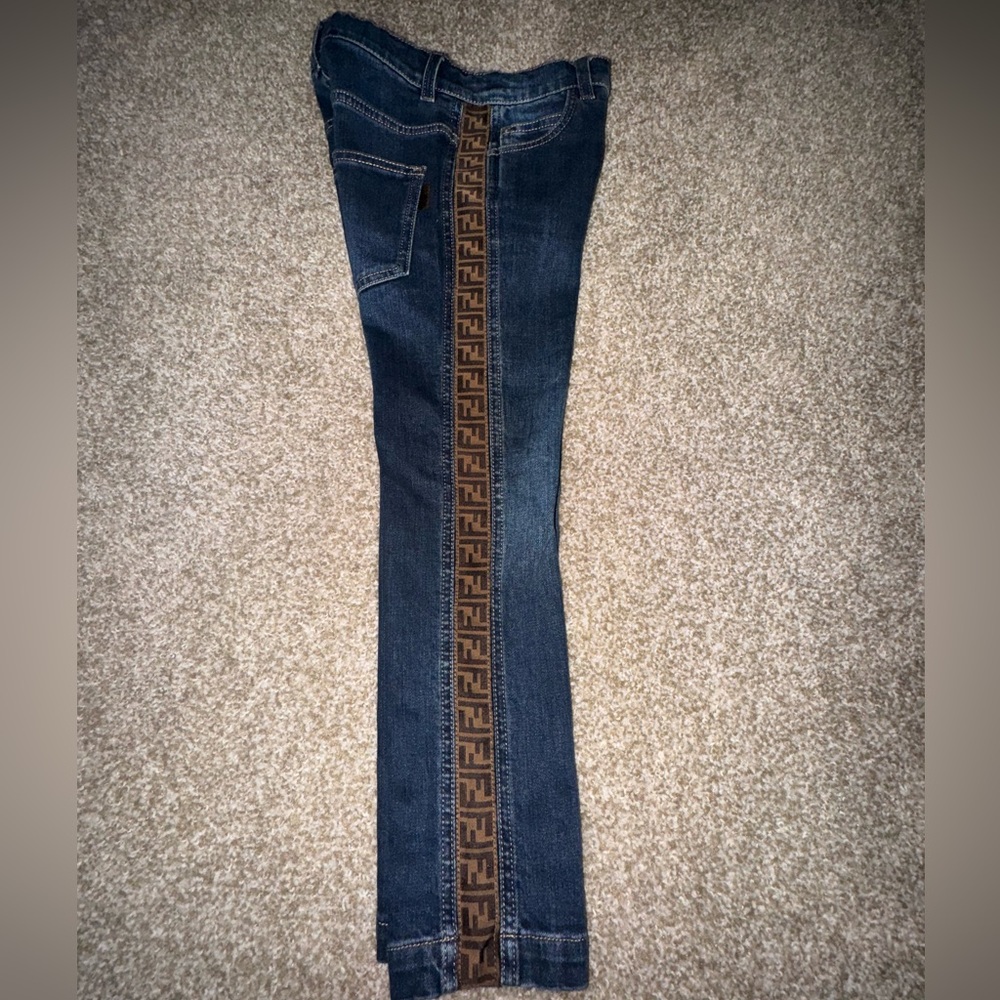 Fendi boy blue denim logo jeans